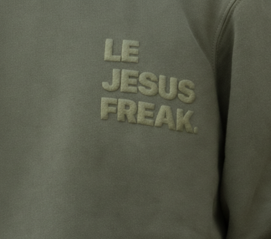The Statement Crew Sweatshirt | Le Jesus Freak. Heritage Olive