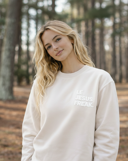 The Statement Crew Sweatshirt | Le Jesus Freak. Ivory