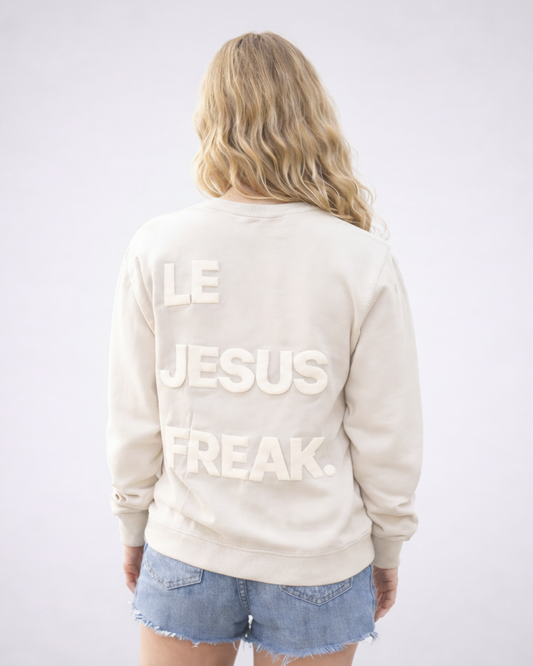 The Statement Crew Sweatshirt | Le Jesus Freak. Ivory